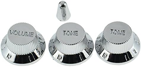 Chrome 1 Volume&2 Tone Electric Guitar Control Knobs for Strat Style Electric Guitar