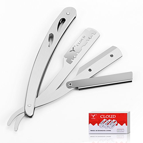 Straight Edge Razor, Razors Straight Razor Kit Barber Razor Supplies Single Blade Razor Shaving Blade Razor for Men Beard Shaper - 10 Blades Repalcement