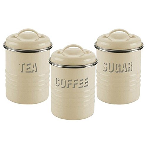 Cream Retro Typhoon Tea/Coffee/Sugar Tins / Caddies (Pack of 2)