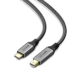 USB C to Mini DisplayPort, QGeeM 4K@60HZ Braided 6ft USB 3.1 Type C to Mini DP Cable for MacBook Pro 2017/2016, Surface Book 2, Galaxy S8 S9(Not Support Thunderbolt2, Any Monitor or HDD)