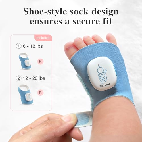 Sense-U Smart Sock Shoe 2 (Long Range) Baby Monitor with Access from Anywhere: Track Heart Rate, Sleep Patterns, with Transmissive PPG Foot Sensor