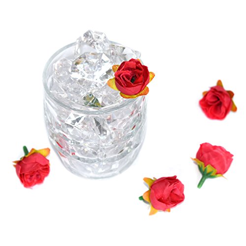 YEDREAM Artificial Silk Roses Flower Head, Artificial Flowers Heads Fabric Floral Supplies for Wedding Cake Decoration Accessories 1.18 inch (50PCS, Rose)