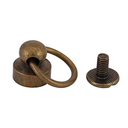 20 Sets Brass Round Pull Ring Rivets Studs, DIY Leather Craft Metal Rivet with Pull Ring Buckle, Leathercraft Screws Nail Rivets for Purse Phone Case Decoration,9mm(Bronze)