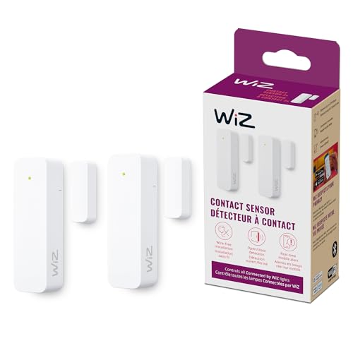 WiZ Connected Contact Sensor 2-Pack - Home Monitoring, Home Automation, Real-Time Alerts, Light Alarms, Easy Setup at Amazon