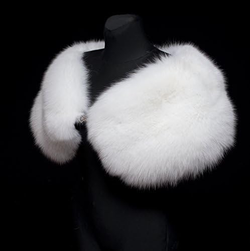 Pure White Arctic Shadow Fox Fur Handmade Weddings Stole Collar Scarf Flat Puritan