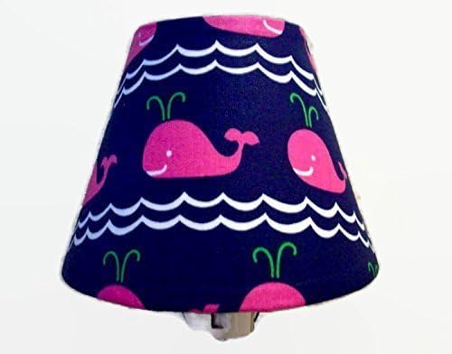 Pink Whales Navy Nautical Night Light
