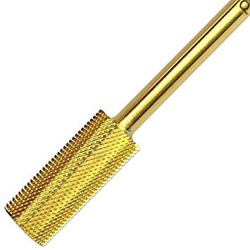 PANA 3/32" Shank Size Professional - Flat Top Small Barrel Gold Carbide Extra Fine Grit - Nail Drill Bit for Dremel Machine