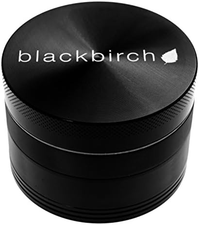 Blackbirch Grinders - 4 Piece Aluminum Herb Grinder with Pollen Catcher - Large (2.5 inch) - Black