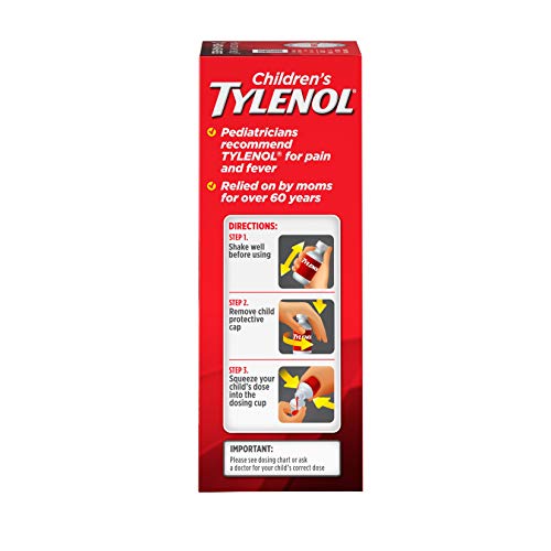 CHILDREN’S TYLENOL LIQUID ORAL SUSPENSION MEDICINE, ACETAMINOPHEN PAIN RELIEVER & FEVER REDUCER, ASPIRIN-, IBUPROFEN- & ALCOHOL-FREE, CHERRY, 4 FL. OZ