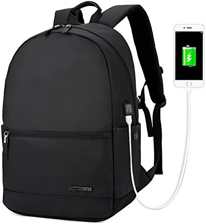 Business Classic Water Resistant Laptop Backpack, Travel Slim College Casual Bag School Bookbag Backpack for Men Women Student with USB Charging Port up to 15.6 Inch Laptop /Computer by Spreny(Black)