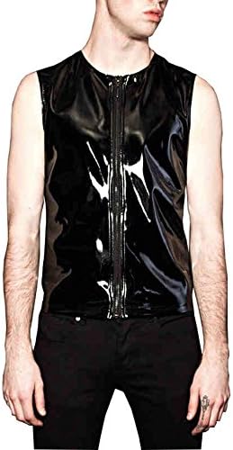 Lip Service Widow Gothic Vinyl PVC Latex Look Cyber Goth Vest Shirt (XL)