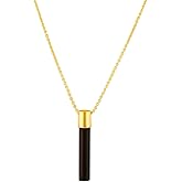 Gempires Gemstone Cylinder Pendant Necklace – 1.5″ Genuine Polished Gemstone on 14k Gold-Plated Adjustable Chain – Minimalist Layered Statement Jewelry Gift for Women