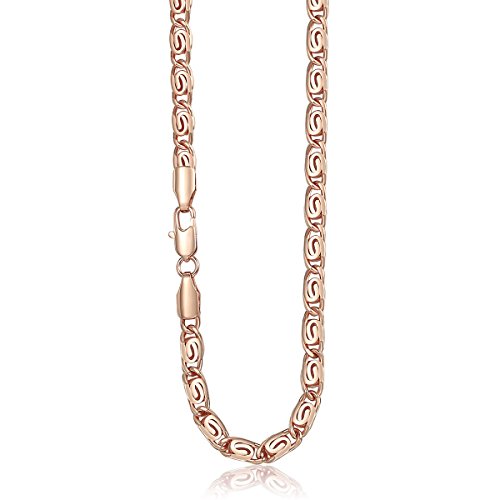 Trendsmax 4.5mm Womens Ladies Chain Snail Link Rose Gold Plated Necklace 24inch