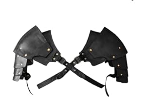 LONGJUNJUNFASHION Steampunk Shoulder Armor for Men Adjustable Faux PU Leather Shoulder Armor Medieval Guards for Knight Armor Halloween Cosplay