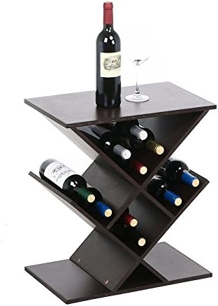 Brown Wine Rack Bottle Holder Table Storage Bar Wood Liquor Cabinet Decor Home