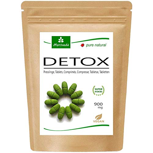 MoriVeda Moringa Detox Tabletten 900mg, 120 Stück, mit Moringa, Leinsamen, Gerstengras und Spirulina zur Entschlackung und Entgiftung, vegan und glutenfrei 120 Stück