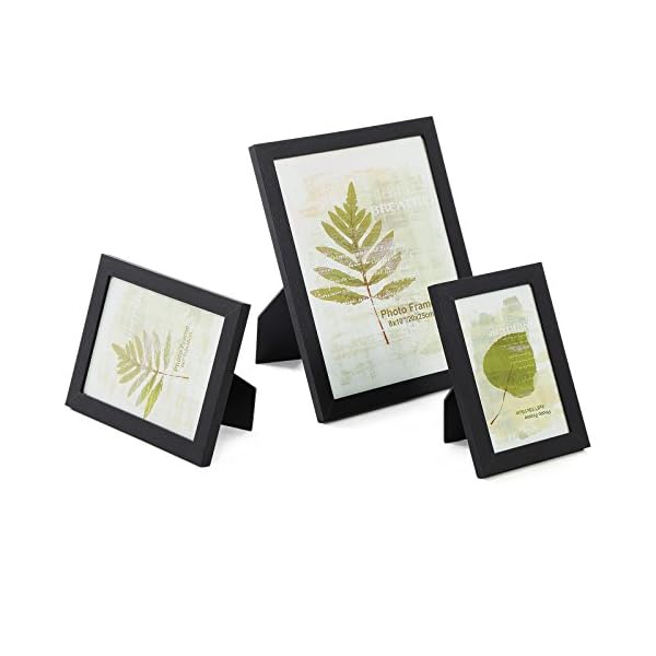 SONGMICS Bilderrahmen 10er Set, für 2 Fotos in 20 x 25 cm, 4 Fotos in 13 x 18 cm, 4 Fotos in 10 x 15 cm, Kunststoffscheibe, MDF, tintenschwarz RPF310H – Bild 5
