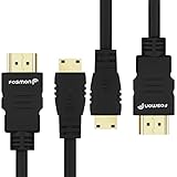Fosmon (2 Packs - 15 Feet) Gold Plated High Speed Mini HDMI to HDMI Cable - Supports 4K | Ethernet | 1080p | 3D | Audio Return