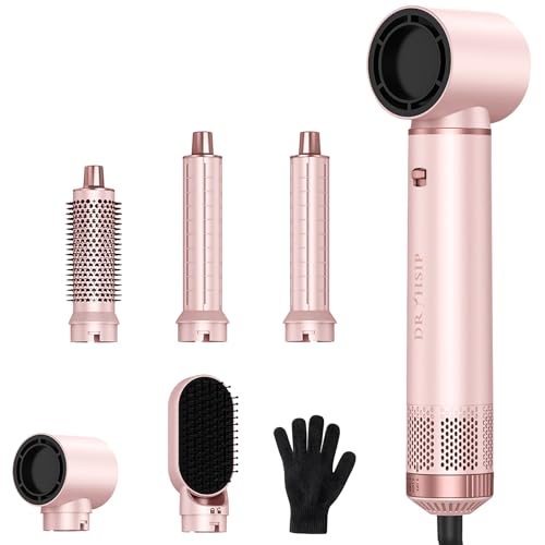 AVENHO 5 in 1 Hair Dryer Brush, Hot Air Brush with Detachable Heads, Straightener, Curling and Volumizer, Lightweight for Travel - Blush