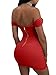 TOB Women's Sexy Bodycon Ruched Off Shoulder Lace Up Club Mini Dress Red