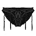 MSemis Men Satin Bikini Underwear Sissy Pouch Panties Maid Briefs Crossdress Lingerie with Garters Black Medium (Waist 31.5.0