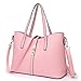 TIBES Fashion Women's PU Leather Handbag Shoulder Bag Purse Card Holder 4pcs Set Tote (M(332414CM), Pink)