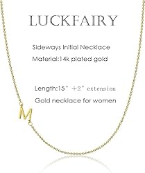LuckFairy Cute Gold Initial Necklace for