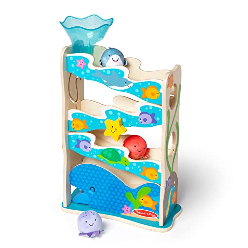 Melissa & Doug Rollables Wooden Ocean Slide Infant and Toddler Toy (5 Pieces) Ocean Themed Toys For Toddlers, Early Learning Toys For Infants And Toddlers Ages 1+ - FSC Certified - FSC Certified