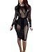 AVINE Women's Sexy Mesh See Through Bodycon Clubwear Dress (Medium, Black 2)