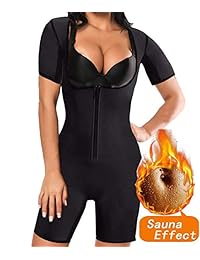 Traje de sauna para dama para pérdida de peso, sudoración y adelgazamiento, neopreno, cintura entrenadora, body con manga