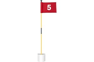 KINGTOP Miniature Golf Flagstick, Practice Putting Green Flags for Yard, Golf Pin Flag Hole Cup Set, Portable 2-Section Desig