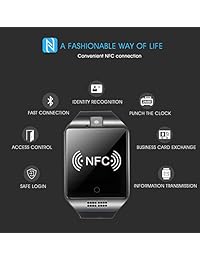Reloj inteligente Bluetooth visualización táctil Smart relojes con cámara Smartwatch resistente al agua deportes Fitness Rastreador apoyo IOS iPhone Android Samsung LG para hombres mujeres niños dorado, Dorado