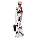 2016 Newest Irregular Printing Dress Sexy Deep V-neck Maxi Skirt with Belt (XL)