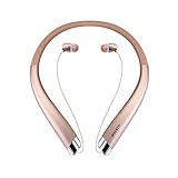 Bluetooth Headphones, DolTech Stereo Wireless Headset Neckband Retractable Sport Earbuds with Mic, Sweatproof Bluetooth 4.1 for iPhone IOS Android (990 Rosegold)