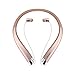 Bluetooth Headphones, DolTech Stereo Wireless Headset Neckband Retractable Sport Earbuds with Mic, Sweatproof Bluetooth 4.1 for iPhone IOS Android (990 Rosegold)