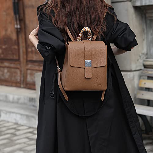 Marengo Fashion Shoulder Bag Leather Women Girls Ladies Backpack Travel bag Brown