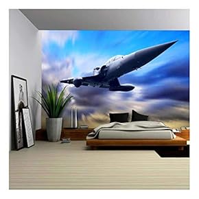 Military Airplane Flying Among Clouds - Canvas Art Wall Decor - 66"x96"