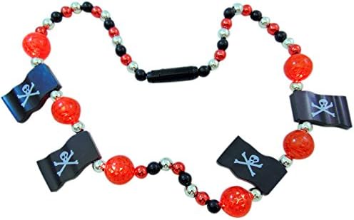 GW Imports Light Up Pirate Flag Necklace Skull & Crossbone with Flashing LED Beads