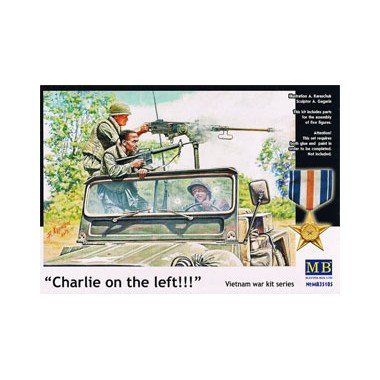 Master Box Models 1/35 "Charlie on The Left" Crew of 3 U.S. Jeep and Two Viet Cong Fighters, 5 Figures Set