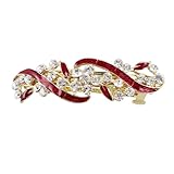 Uxcell Metal Rhinestone Decor Leaves Shape Women Clip Barrette, Red, 0.06 Pound