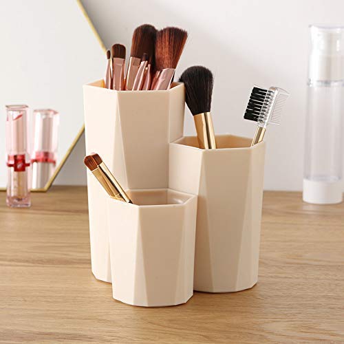 PERILIFE Plastic Makeup Brush Cup 3Slot Makeup Cup Makeup Brush Holder
