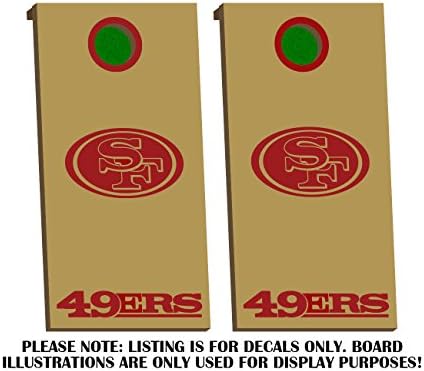 San Francisco 49ers Cornhole Board Decals - CRIMSON - Fit for Bean Bag Toss Outdoor Game Sticker Set - Die Cut - Novelty Decals