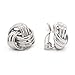 Sparkly Bride Love Knot Clip On Earrings Rhodium Plated Women Fashion