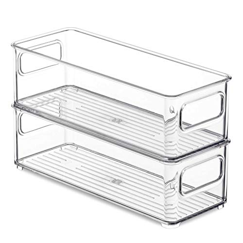 Set Of 8 Stackable Plastic Food Storage Bins Refrigerator Organizer