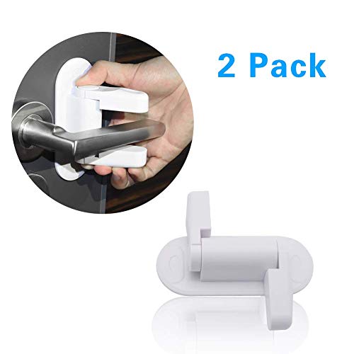 Door Lock for Baby Safety Child Proof Doors Handles Lever Locks Toddler Protector by Slicemall (White, Pack of 2)