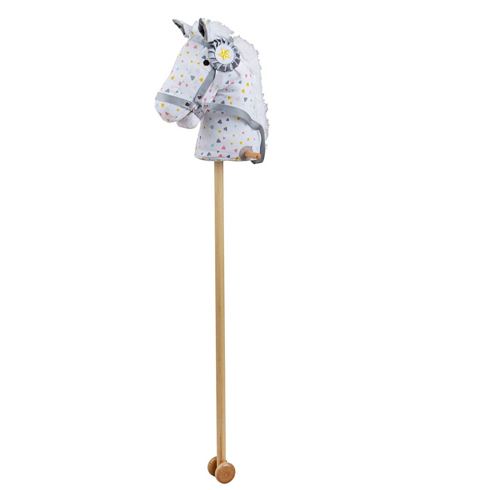 Bigjigs Toys Patterned Hobby Horse with Easy Grip Handles & Wheels - Fabric Ride On Horse, 96cm Tall Horse on a Stick, Quality Horse Toys — image 1