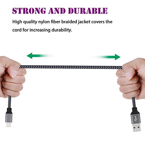 Lightning Cable, Sundix iPhone Charger 3Pack 3FT 6FT 10FT USB Cable Cord Compatible with iPhone X 8 8Plus 7 7Plus 6s 6sPlus 6 6Plus SE 5 5s 5c iPad iPod & More (Black)