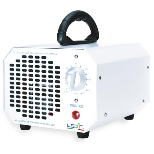 New Ledit Ozone Generator 10000mgh – CE Certified + CNR Certificate – Ozonizer Designed in Italy with Timer 120 Min Professional and Commercial Use, Instruction Manual in Italian Included