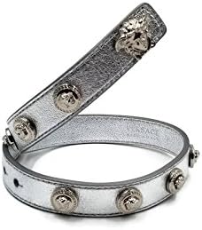 Gianni Authentic Versace Medusa Logo Double Wrap Bracelet (Silver)