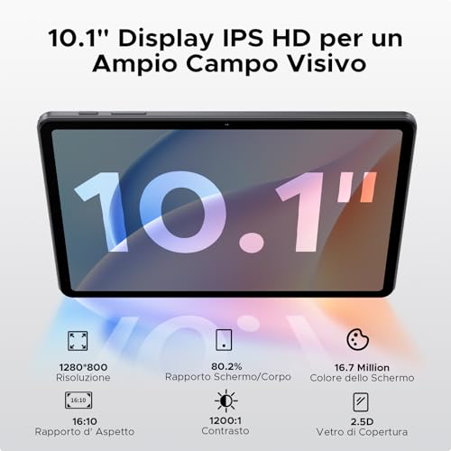 Tab A9 Android 16 Tablet 10 Inch, 20 GB RAM + 64 GB ROM (TF 2TB), Gemini AI, 6580 mAh, Unisoc T310, 1280 x 800 IPS, WiFi 5, Dual Speaker, 8MP+5MP, Bluetooth 5.0/Face ID/Jack 3.5 mm - Grey